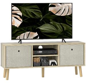 HOMCOM TV Cabinet Stand Unit for TVs up to 50'' with Foldable Drawers, Entertainment Centre for Living Room Natural Aosom UK