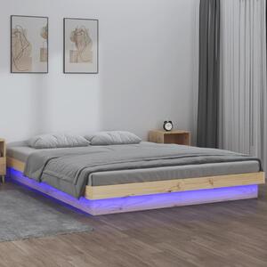 LED Bed Frame 150x200 cm King Size Solid Wood