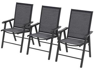 Outsunny Set of 6 Folding Garden Chairs, Metal Frame Garden Chairs Outdoor Patio Park Dining Seat with Breathable Mesh Seat, Dark Grey