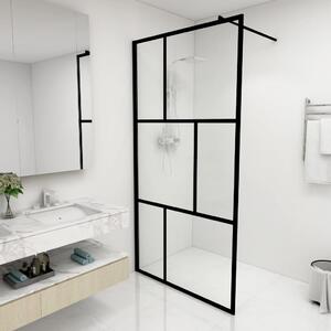 Walk-in Shower Wall with Tempered Glass Black 100x195 cm