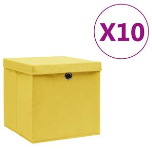 Storage Boxes with Covers 10 pcs 28x28x28 cm Yellow
