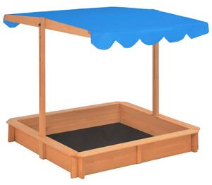 Sandbox with Adjustable Roof Firwood 115x115x115 cm