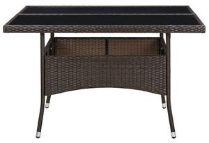 Outdoor Dining Table Brown Poly Rattan and Glass