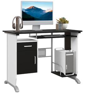HOMCOM Computer Desk with Sliding Keyboard Tray Storage Drawers and Host Box Shelf Home Office Workstation (Black) Aosom UK