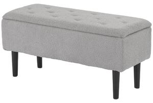 HOMCOM 15" Modern Ottoman Storage Box with Wooden Legs, 47L Storage Ottoman Holds up to 120KG, for Living Room, Bedroom, Grey