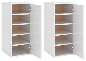 Shoe Cabinets 2 pcs High Gloss White 32x35x70 cm Engineered Wood