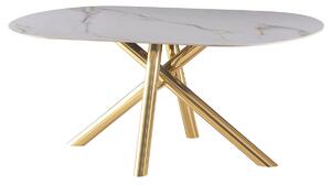 Dining Table Home ESPRIT Golden Metal Ceramic 180 x 90 x 75 cm