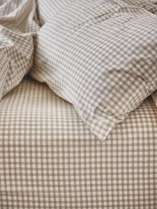 Café au Lait Gingham Washed Cotton Fitted Sheet | Single | Piglet in Bed