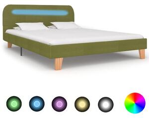 Bed Frame with LED Green Fabric 135x190 cm 4FT6 Double