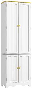HOMCOM Freestanding 4-Door Kitchen Cupboard, Storage Cabinet Organizer with 4 Shelves,White
