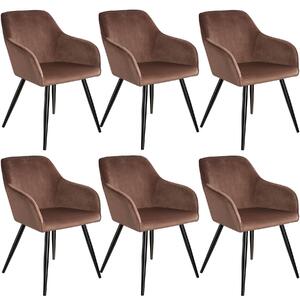 Tectake 404044 6 marilyn velvet-look chairs - brown/black