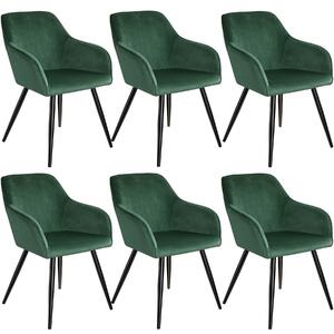 Tectake 404028 6 marilyn velvet-look chairs - dark green / black
