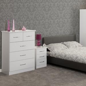 Nevada 3 Drawer Bedside Table White