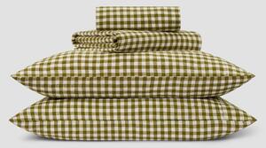 Botanical Green Gingham Linen Blend Sheet Set | Single | Piglet in Bed