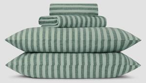 Pine Green Pembroke Stripe Linen Blend Sheet Set | Double | Piglet in Bed