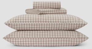 Mushroom Gingham Linen Blend Sheet Set | Single | Piglet in Bed