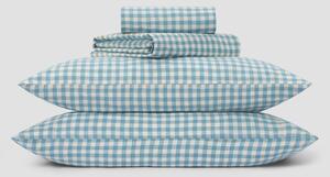 Warm Blue Gingham Linen Blend Sheet Set | Single | Piglet in Bed