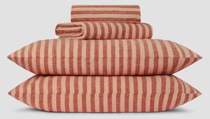 Sandstone Red Pembroke Stripe Linen Blend Sheet Set | Single | Piglet in Bed