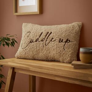 Fusion Cuddle up Embroidered 30cmx50cm Filled Cushion Natural