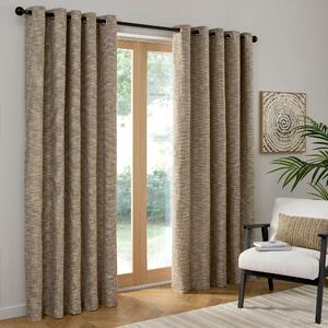 Curtina Talon Jacquard Ready Made Eyelet Curtains Natural