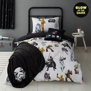 Disney Star Wars Glow in the Dark Duvet Cover and Pillowcase Set White