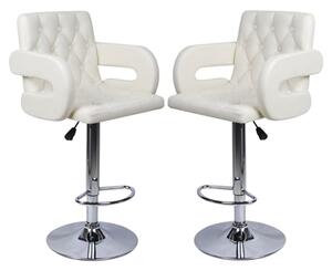 Smyrna Adjustable White Faux Leather Bar Chairs In Pair