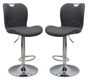 Arcadia Adjustable Grey Faux Leather Bar Stools In Pair