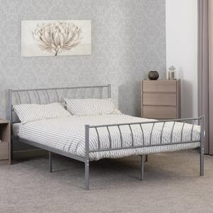 Hallandale Metal Double Bed In Silver