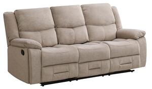 Kingsville Manual Recliner Fabric 3 Seater Sofa In Khaki