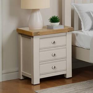 Dawson Wooden Bedside Cabinet With 3 Drawers In Taupe