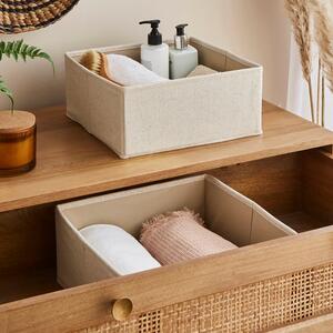 Set of 2 Large Square Linen Drawer Organisers