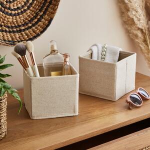 Set of 2 Small Square Linen Drawer Organisers