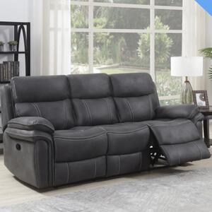 Rasalas Fabric Electric Recliner 3 Seater Sofa - Charcoal