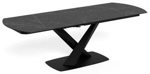 Marina Large Ceramic Extending Dining Table With Steel Base - Perla Black