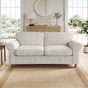 Return - Flori Woven Floral Fabric 3 Seater Sofa, Natural