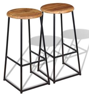 Bar Stools 2 pcs Solid Teak Wood