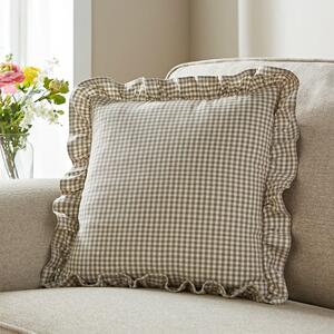 Gingham Frill Cotton Square Cushion Cover