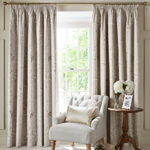 Laura Ashley Rowsham Garden Ready Made Blackout Curtains Natural