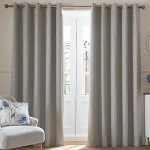 Laura Ashley Barley Embossed Ready Made Eyelet Curtains Steel Grey