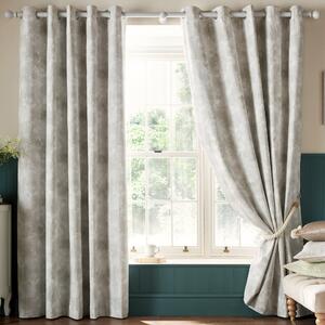 Laura Ashley Millhayes Ready Made Pencil Pleat Blackout Curtains Natural