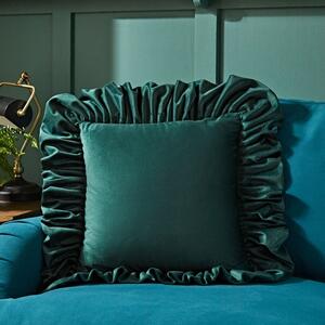 Recycled Velour Oversized Frill Square Cushion