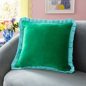 Sophie Robinson Velvet Box Pleat Cotton Square Cushion