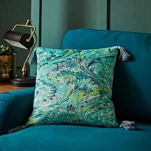 Feather Marble Cushion with Tassels