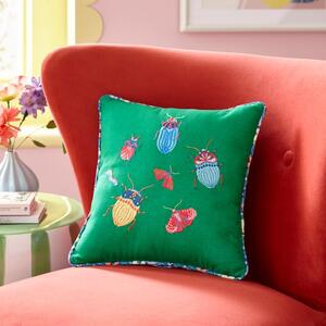 Sophie Robinson Love Bugs Embroidered Cotton Cushion