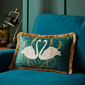 Embriodered Swan Cushion