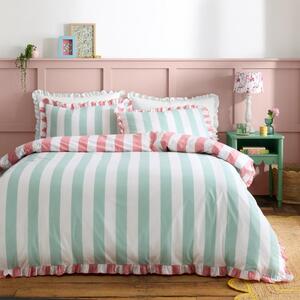 Emmy Frilled Stripe 100% Cotton Duvet Cover and Pillowcase Set