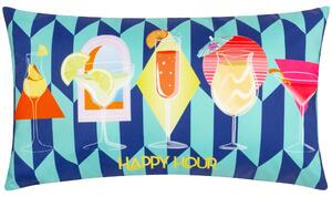 Happy Hour Abstract 30cm x 50cm Boudoir Outdoor Filled Cushion Blue