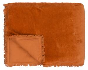 Jaye Cotton Velvet 140cm x 220cm Bedspread Rust