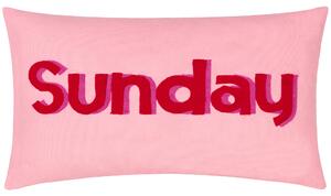Sunday Embroidered Boucle 30cm x 50cm Boudoir Filled Cushion Pink