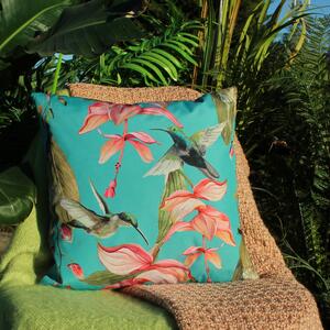 Hummingbird Outdoor Filled Cushion 43cm x 43cm Blue